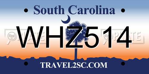 WHZ514 South Carolina License Plate