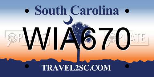 WIA670 South Carolina License Plate
