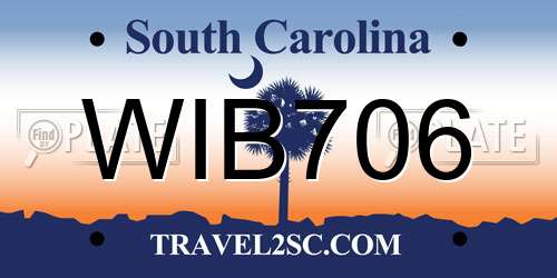 WIB706 South Carolina License Plate