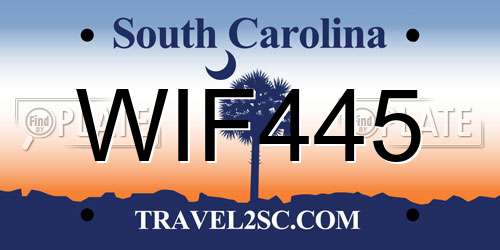 WIF445 South Carolina License Plate