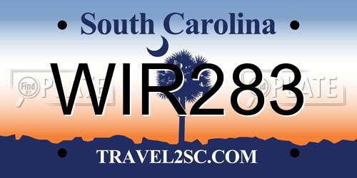 WIR283 South Carolina License Plate