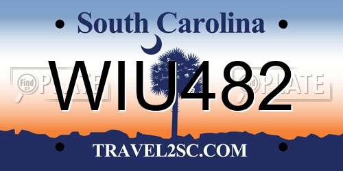 WIU482 South Carolina License Plate