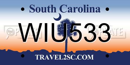 WIU533 South Carolina License Plate