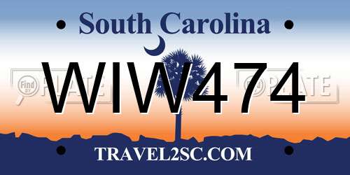 WIW474 South Carolina License Plate
