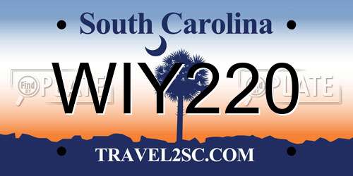WIY220 South Carolina License Plate
