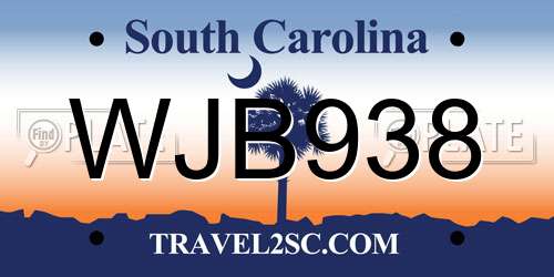 WJB938 South Carolina License Plate