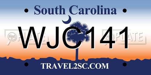 WJC141 South Carolina License Plate