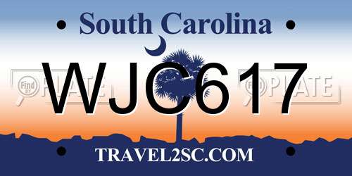 WJC617 South Carolina License Plate