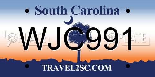 WJC991 South Carolina License Plate