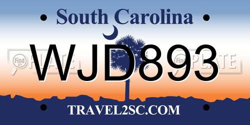 WJD893 South Carolina License Plate