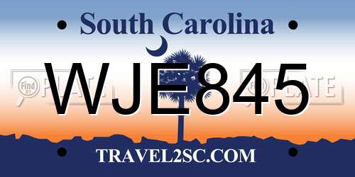 WJE845 South Carolina License Plate