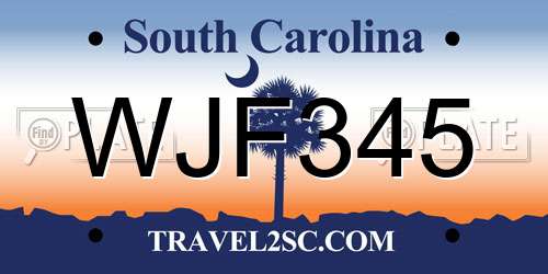 WJF345 South Carolina License Plate