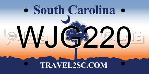 WJG220 South Carolina License Plate