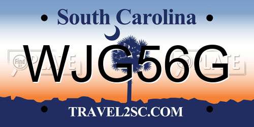 WJG56G South Carolina License Plate