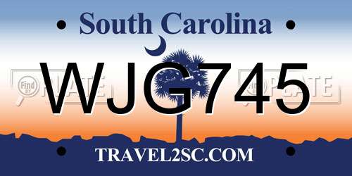 WJG745 South Carolina License Plate