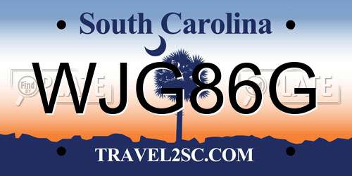 WJG86G South Carolina License Plate