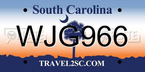 WJG966 South Carolina License Plate