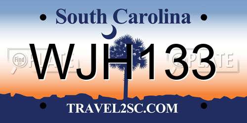 WJH133 South Carolina License Plate