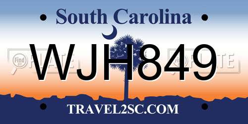 WJH849 South Carolina License Plate