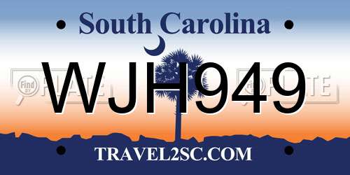 WJH949 South Carolina License Plate
