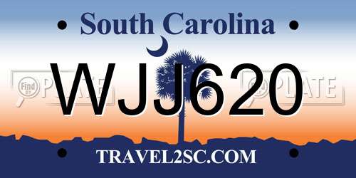 WJJ620 South Carolina License Plate