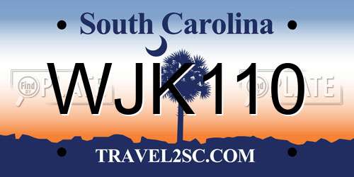 WJK110 South Carolina License Plate
