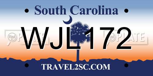 WJL172 South Carolina License Plate