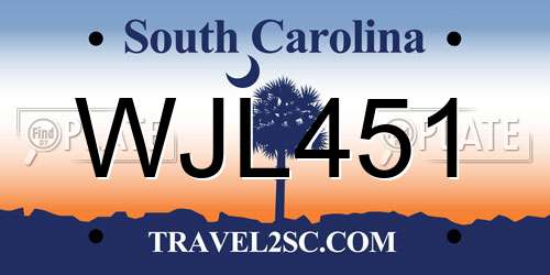 WJL451 South Carolina License Plate