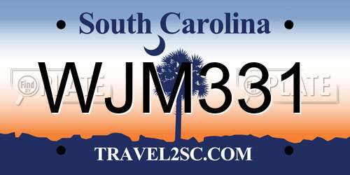 WJM331 South Carolina License Plate