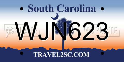WJN623 South Carolina License Plate