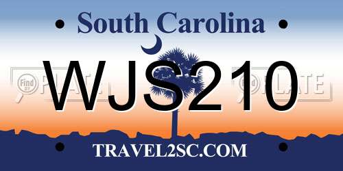 WJS210 South Carolina License Plate