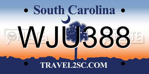 WJU388 South Carolina License Plate