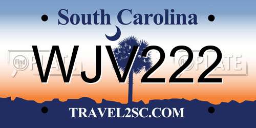 WJV222 South Carolina License Plate