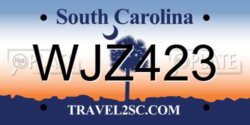 WJZ423 South Carolina License Plate