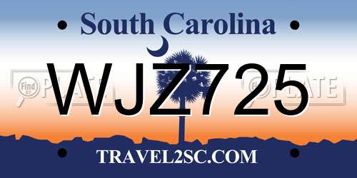 WJZ725 South Carolina License Plate