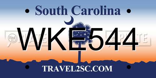 WKE544 South Carolina License Plate