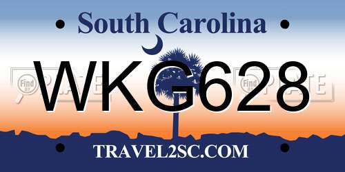 WKG628 South Carolina License Plate