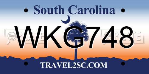 WKG748 South Carolina License Plate