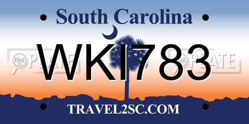 WKI783 South Carolina License Plate