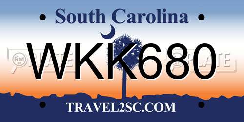 WKK680 South Carolina License Plate