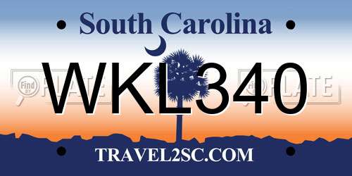 WKL340 South Carolina License Plate