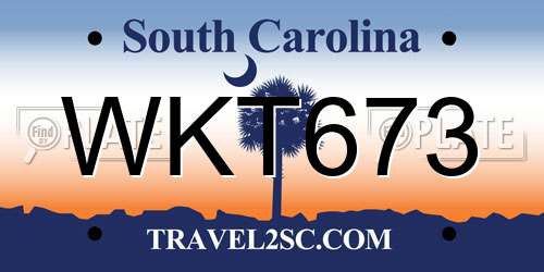 WKT673 South Carolina License Plate