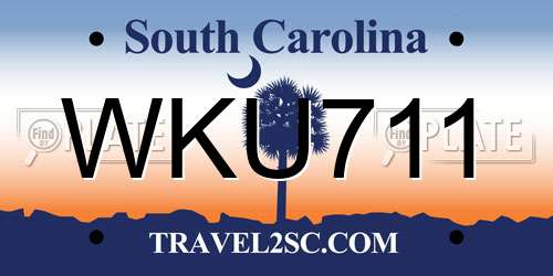 WKU711 South Carolina License Plate