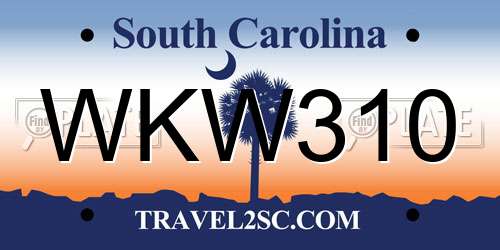 WKW310 South Carolina License Plate