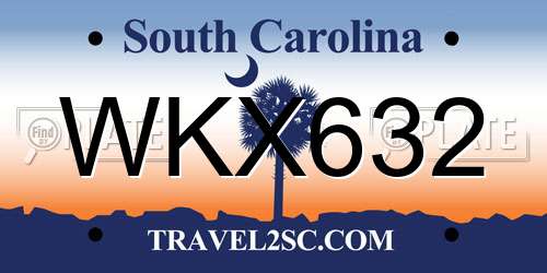 WKX632 South Carolina License Plate