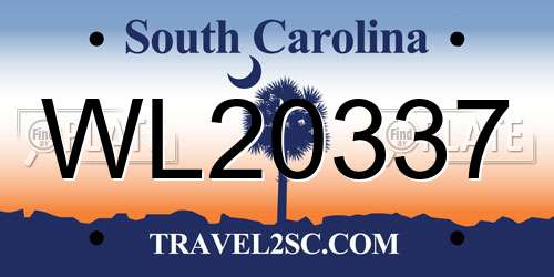 WL20337 South Carolina License Plate
