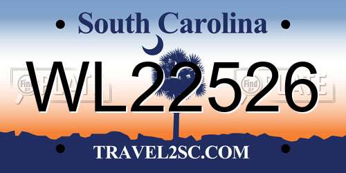 WL22526 South Carolina License Plate