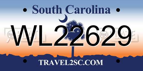 WL22629 South Carolina License Plate