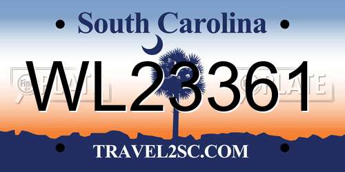 WL23361 South Carolina License Plate