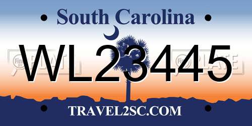 WL23445 South Carolina License Plate